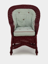 House of Capricorn Furnas Light Blue and Bordeaux Linen Seating Cushion