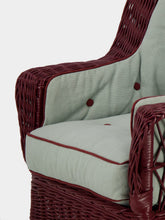 House of Capricorn Furnas Light Blue and Bordeaux Linen Seating Cushion