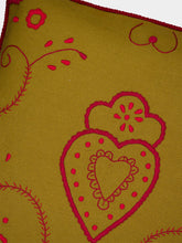 House of Capricorn Hand-Embroidered Viana Mustard Linen Cushion