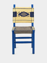 House of Capricorn Handmade Coruche Blue Wood and Reed Dining Chair