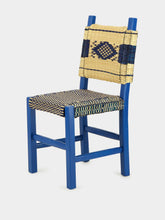 House of Capricorn Handmade Coruche Blue Wood and Reed Dining Chair