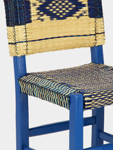 House of Capricorn Handmade Coruche Blue Wood and Reed Dining Chair