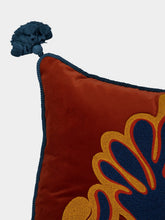 House of Capricorn Teles Brick Velvet and Chenille Embroidered Cushion