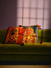 House of Capricorn Teles Brick Velvet and Chenille Embroidered Cushion