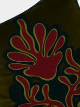 House of Capricorn Teles Dark Green Velvet and Chenille Embroidered Cushion