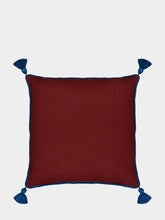 House of Capricorn Teles Bordeaux Linen and Chenille Embroidered Cushion