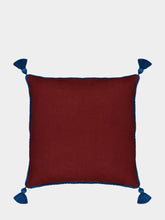 House of Capricorn Dinis Bordeaux Linen and Chenille Embroidered Cushion
