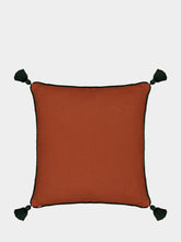House of Capricorn Dinis Brick Linen and Chenille Embroidered Cushion