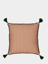 House of Capricorn Bourbon Brick Stripped Cotton and Chenille Embroidered Cushion
