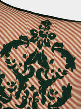 House of Capricorn Bourbon Brick Stripped Cotton and Chenille Embroidered Cushion