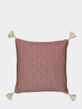 House of Capricorn Bourbon Bordeaux Stripped Cotton and Chenille Embroidered Cushion