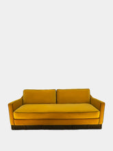 House of Capricorn Afonso Yellow and Green Wood Velvet Sofa