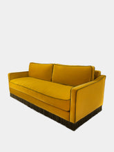 House of Capricorn Afonso Yellow and Green Wood Velvet Sofa