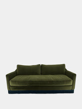 House of Capricorn Afonso Green and Blue Wood Velvet Sofa