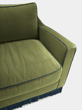 House of Capricorn Afonso Green and Blue Wood Velvet Sofa