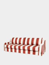 House of Capricorn Manuel Bordeaux Striped Linen and Wood Sofa