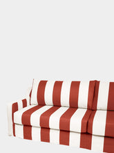 House of Capricorn Manuel Bordeaux Striped Linen and Wood Sofa