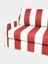House of Capricorn Manuel Bordeaux Striped Linen and Wood Sofa