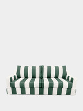 House of Capricorn Manuel Green Striped Linen and Wood Sofa