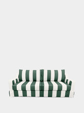 House of Capricorn Manuel Green Striped Linen Three-Seater Sofa