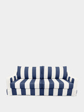 House of Capricorn Manuel Blue Striped Linen and Wood Sofa