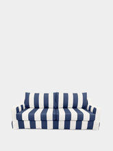 House of Capricorn Manuel Blue Striped Linen Three-Seater Sofa