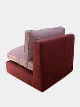House of Capricorn Dinis Bordeaux Linen and Wood Sofa