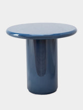 House of Capricorn Amendoeira Petrol Blue Lacquered Wood Side Table