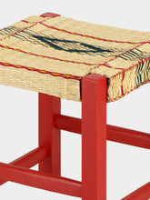 House of Capricorn Handmade Coruche Red Wood and Multicoloured Reed Stool