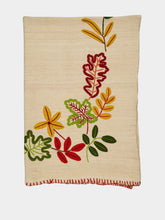 House of Capricorn Hand-Embroidered Mécia Natural Wool Leaf Embroidered Blanket