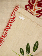 House of Capricorn Hand-Embroidered Mécia Natural Wool Leaf Embroidered Blanket