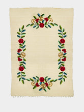 House of Capricorn Hand-Embroidered Mécia Natural Wool Flower and Leaf Embroidered Blanket