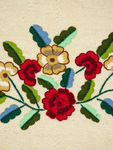 House of Capricorn Hand-Embroidered Mécia Natural Wool Flower and Leaf Embroidered Blanket