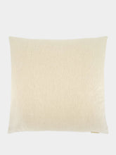 House of Capricorn Handmade Florea Natural Linen and Green Embroidered Cushion