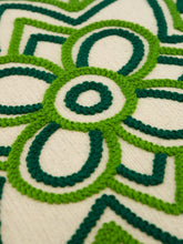 House of Capricorn Handmade Florea Natural Linen and Green Embroidered Cushion