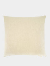 House of Capricorn Handmade Florea Natural Linen and Dark Green Embroidered Cushion