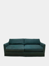 House of Capricorn Carlos Green Linen and Wood Sofa