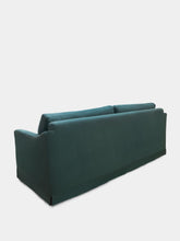 House of Capricorn Carlos Green Linen and Wood Sofa