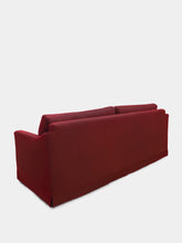 House of Capricorn Carlos Bordeaux Linen and Wood Sofa