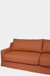 House of Capricorn Manuel Brick Linen and Wood Sofa