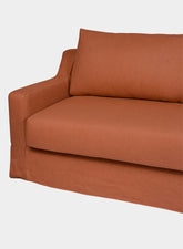 House of Capricorn Manuel Brick Linen and Wood Sofa