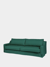 House of Capricorn Manuel Green Linen and Wood Sofa