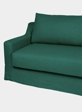 House of Capricorn Manuel Green Linen and Wood Sofa
