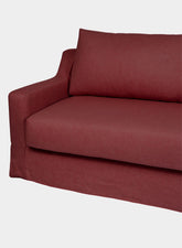 House of Capricorn Manuel Bordeaux Linen and Wood Sofa