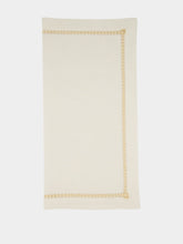House of Capricorn Hand-Embroidered Maria White Linen with Ivory Embroidery Napkin
