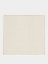 House of Capricorn Hand-Embroidered Maria White Linen and Beige Embroidery Napkin