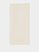 House of Capricorn Hand-Embroidered Maria White Linen and Beige Embroidery Napkin