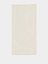 House of Capricorn Hand-Embroidered Maria White Linen and Ivory Embroidery Napkin