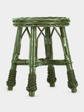 House of Capricorn Handmade Furnas Green Wicker Stool
