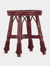 House of Capricorn Handmade Furnas Bordeaux Wicker Stool